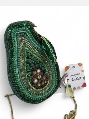 Handcrafted In India Beaded Avacodo Clutch Crossbody Bag Bnwt ML